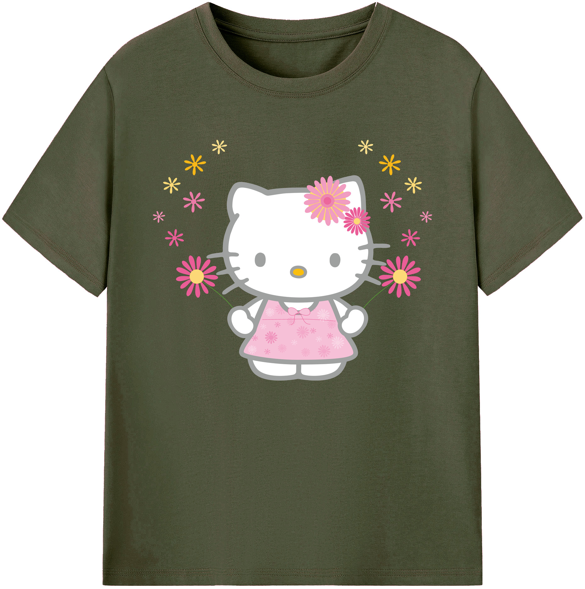 （画像用） Hello Kitty ハローキティ 綿100％ メンズ半袖Tシャツ｜肌触りやわらか＆通気性